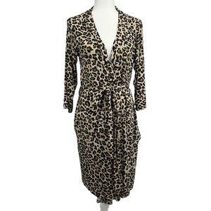 Posh Peanut Womens Leopard Print Robe Size M Lightweight Belted Bamboo Lounge